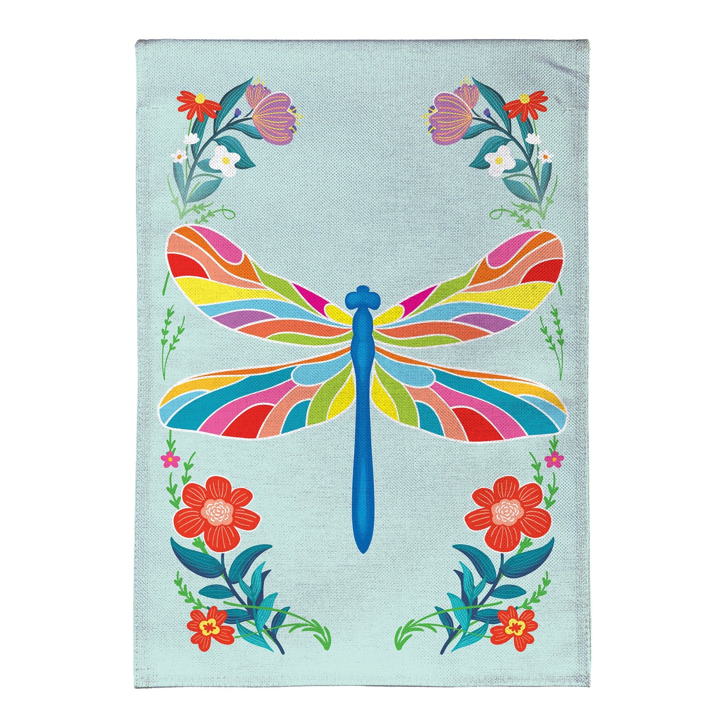 Colorful Dragonfly Burlap Garden Flag