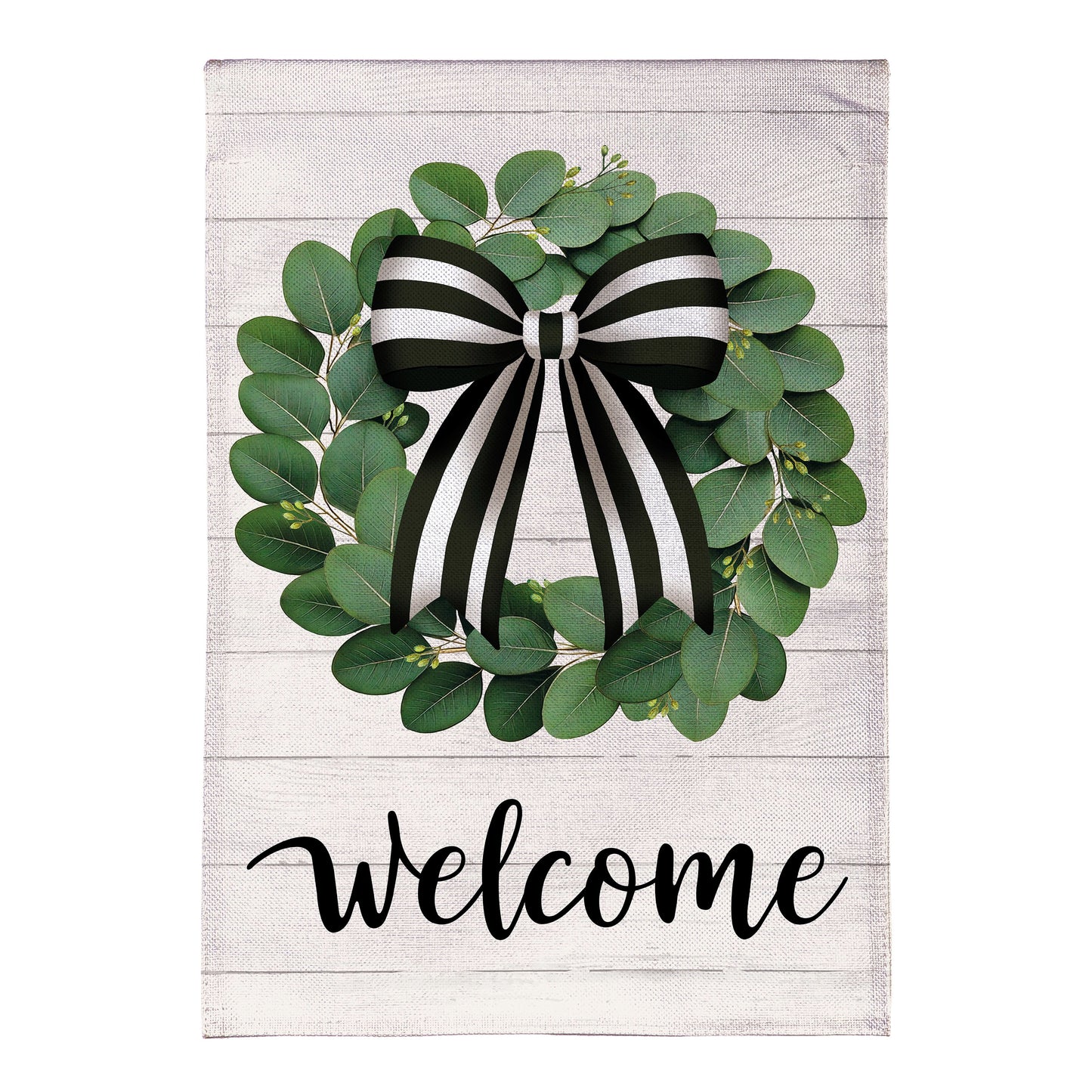 Eucalyptus Leaves Wreath Burlap Garden Flag