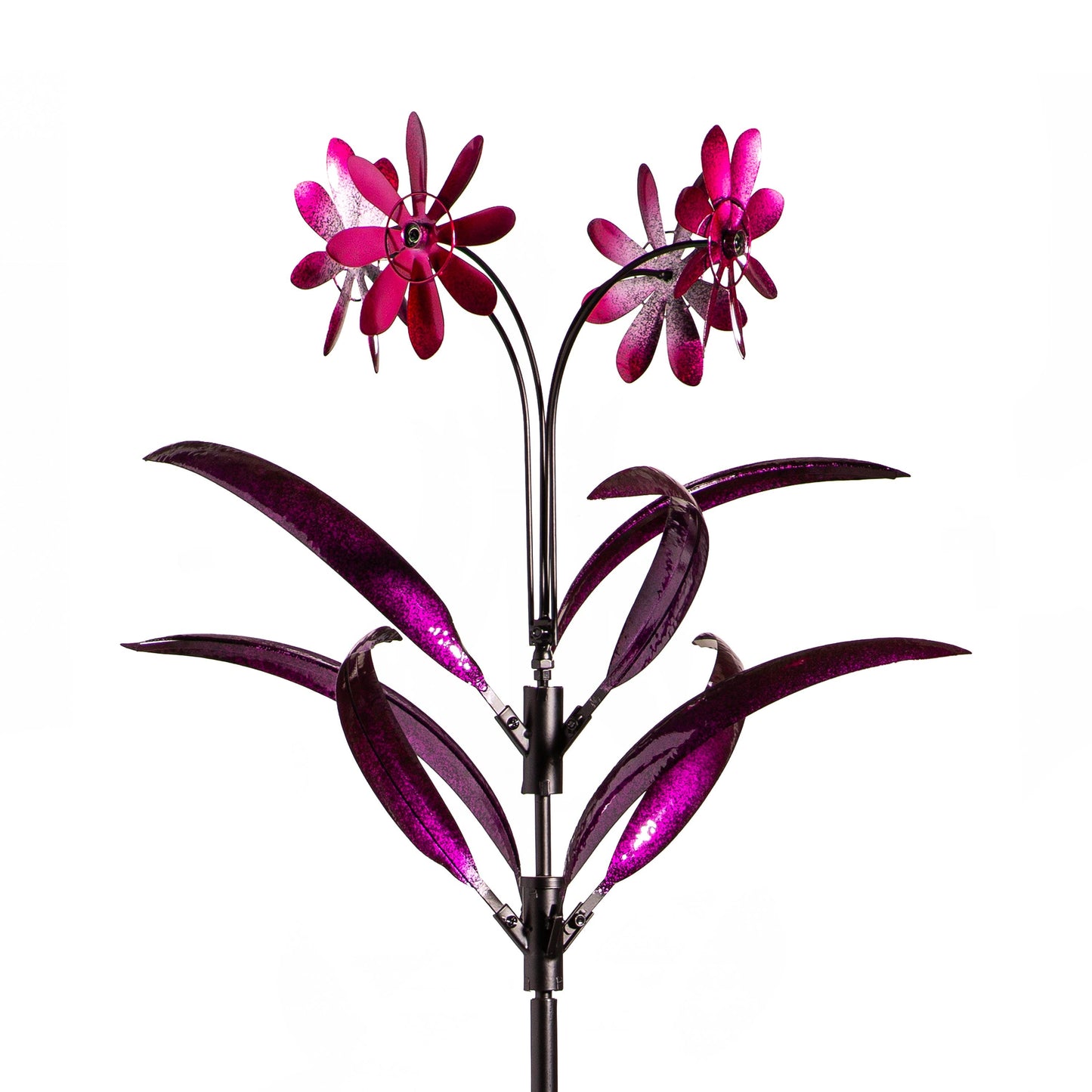 Metal Wind Spinner Spiral Spinning Flowers, 88"H