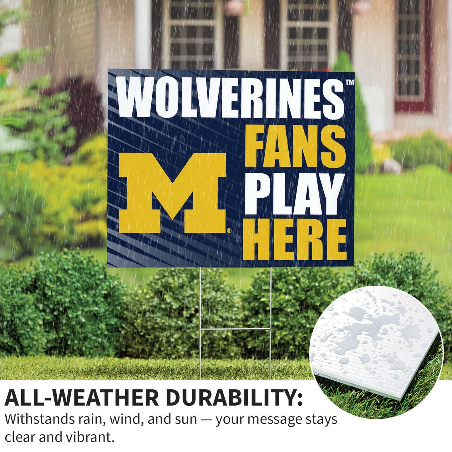 University Of Michigan Coroplast Yard Sign "Fans Play Here"