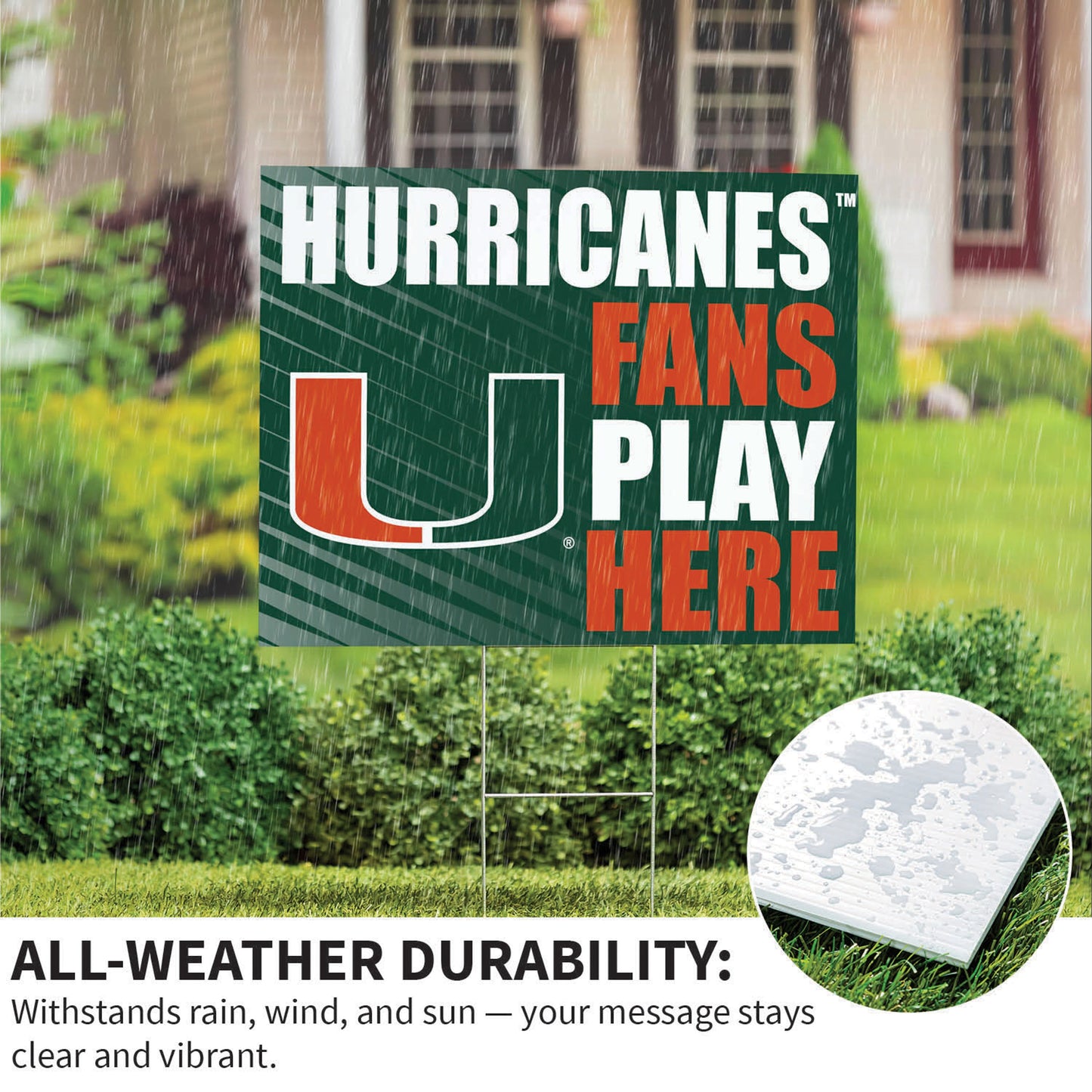 University of Miami Coroplast Yard Sign "Fans Play Here"