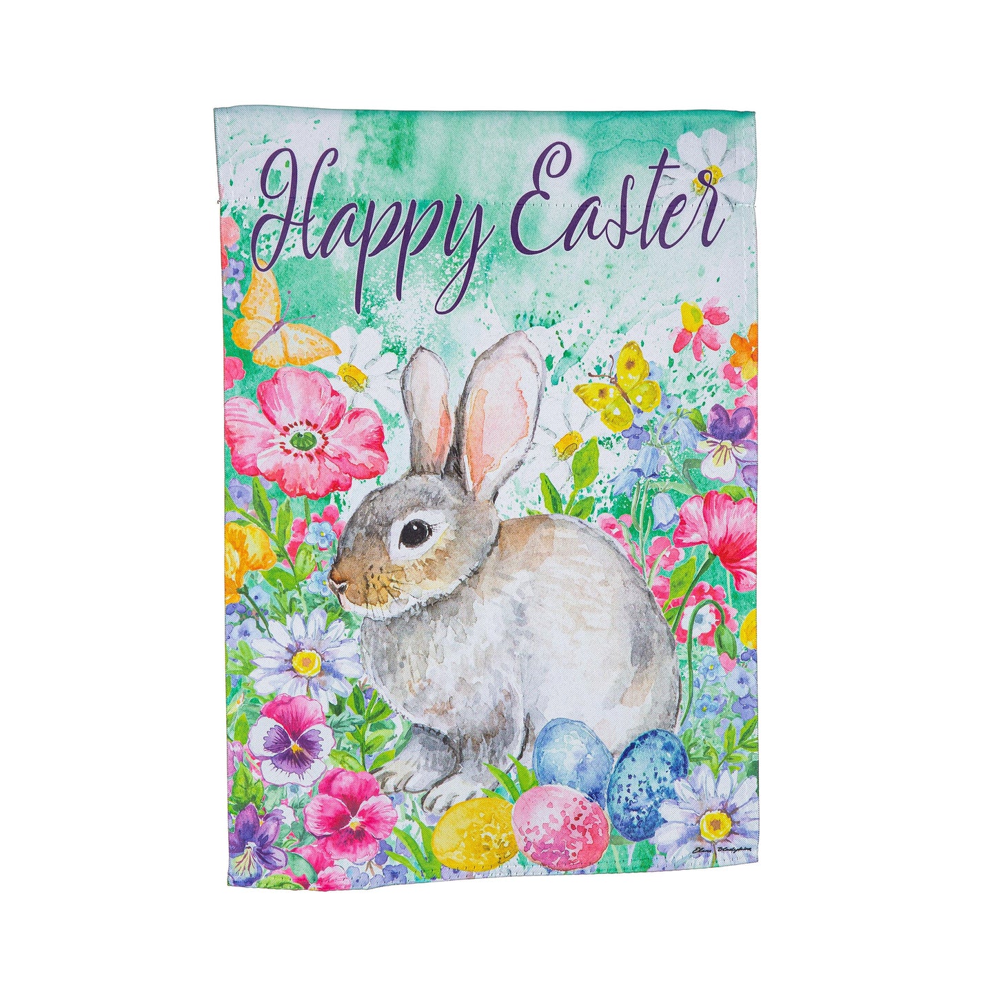 Bunny in the Garden Suede Garden Flag