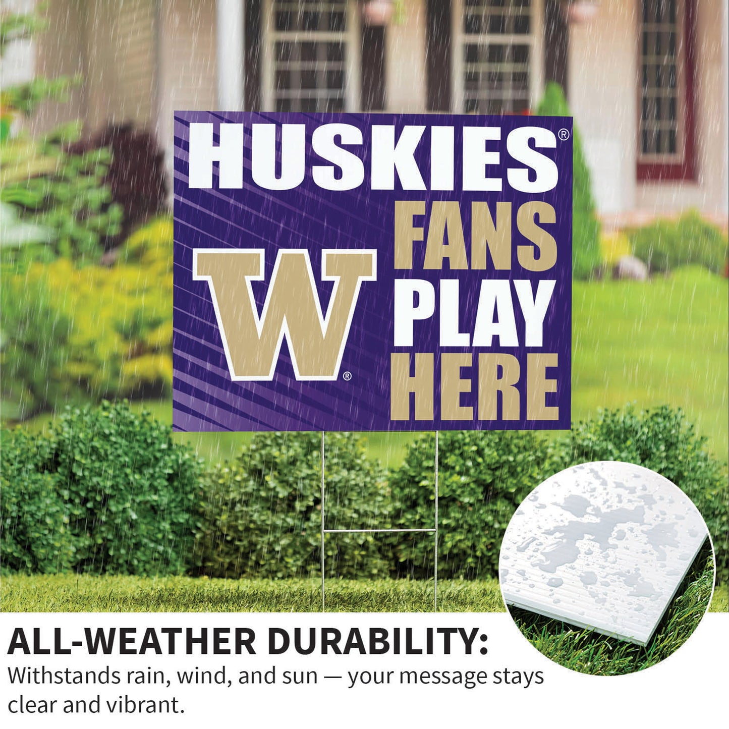 University of Washington Coroplast Yard Sign "Fans Play Here"