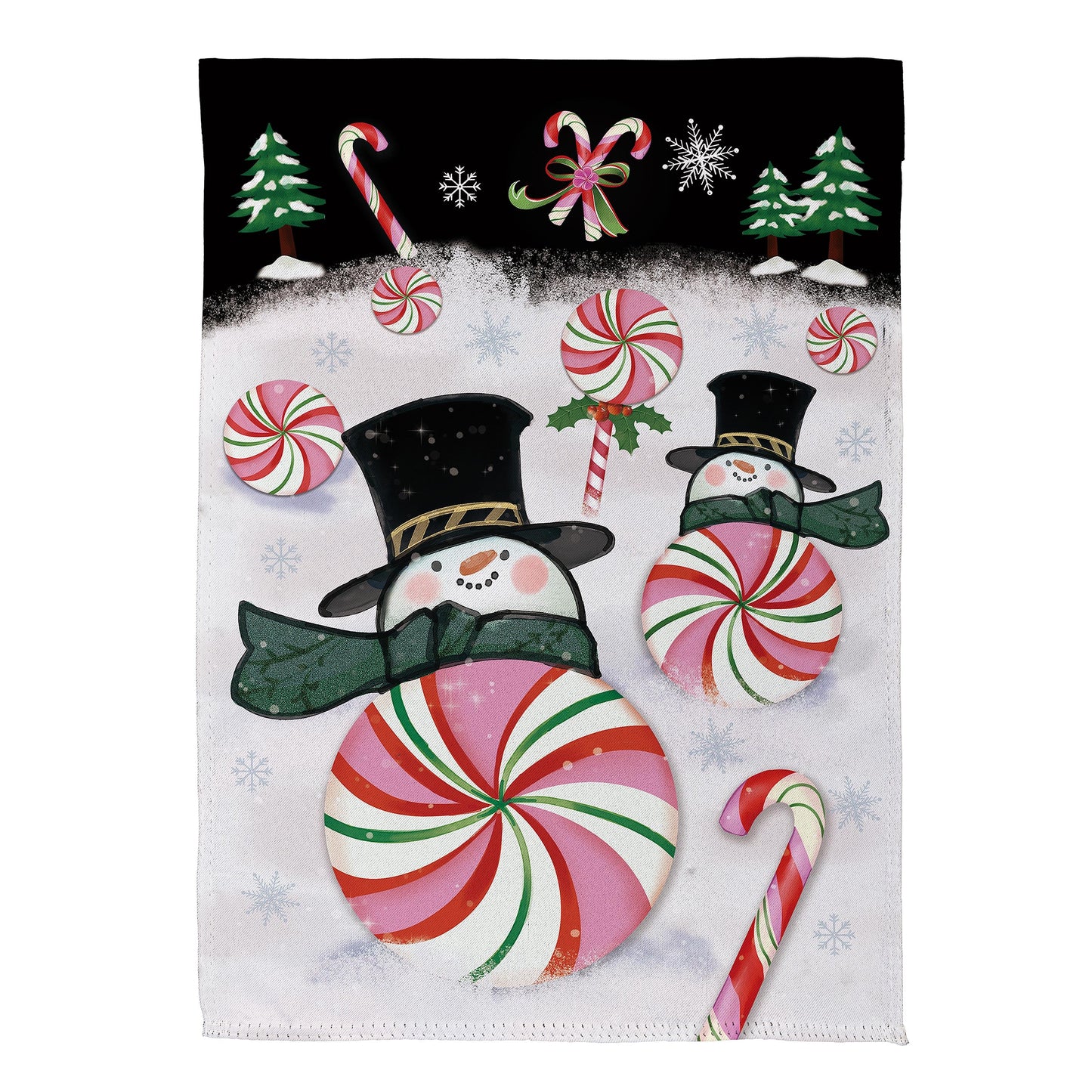 Peppermint Snowmen Suede House Flag