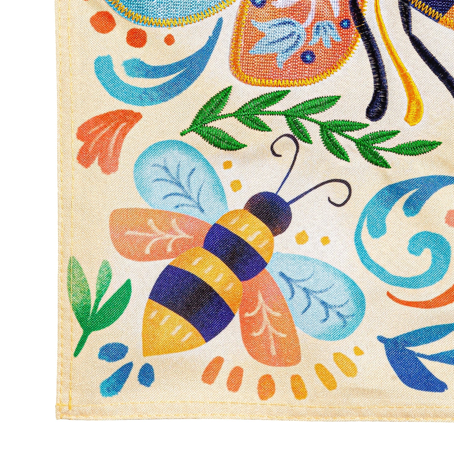 Patterned Bee Linen Garden Flag