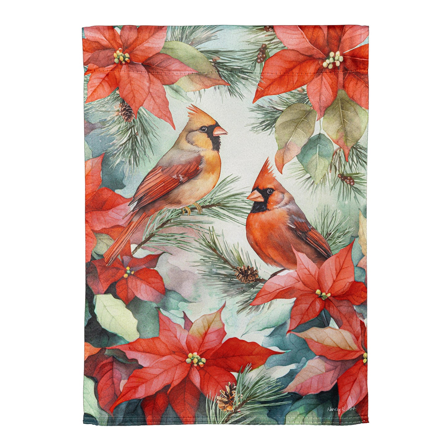 Cardinals In Winter Suede Garden Flag