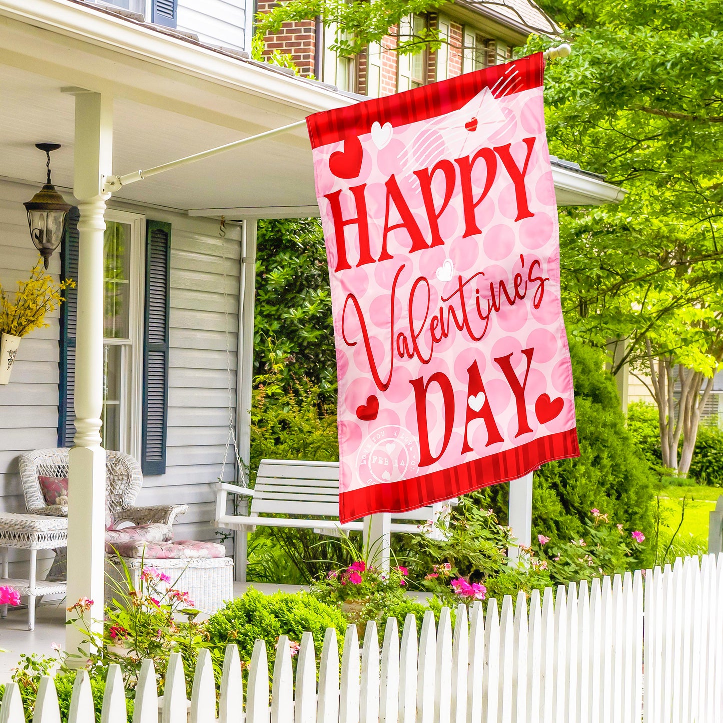 Happy Valentine's Day Hearts Applique Garden Flag