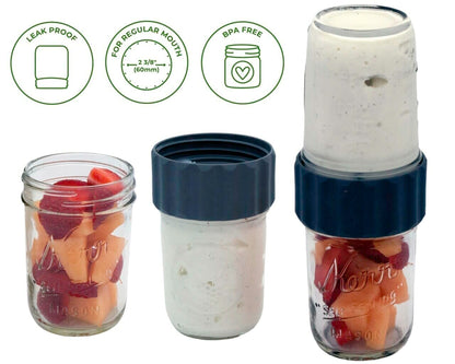 2-in-1 Lid to Connect Two Regular Mouth Mason Jars 2 Pack