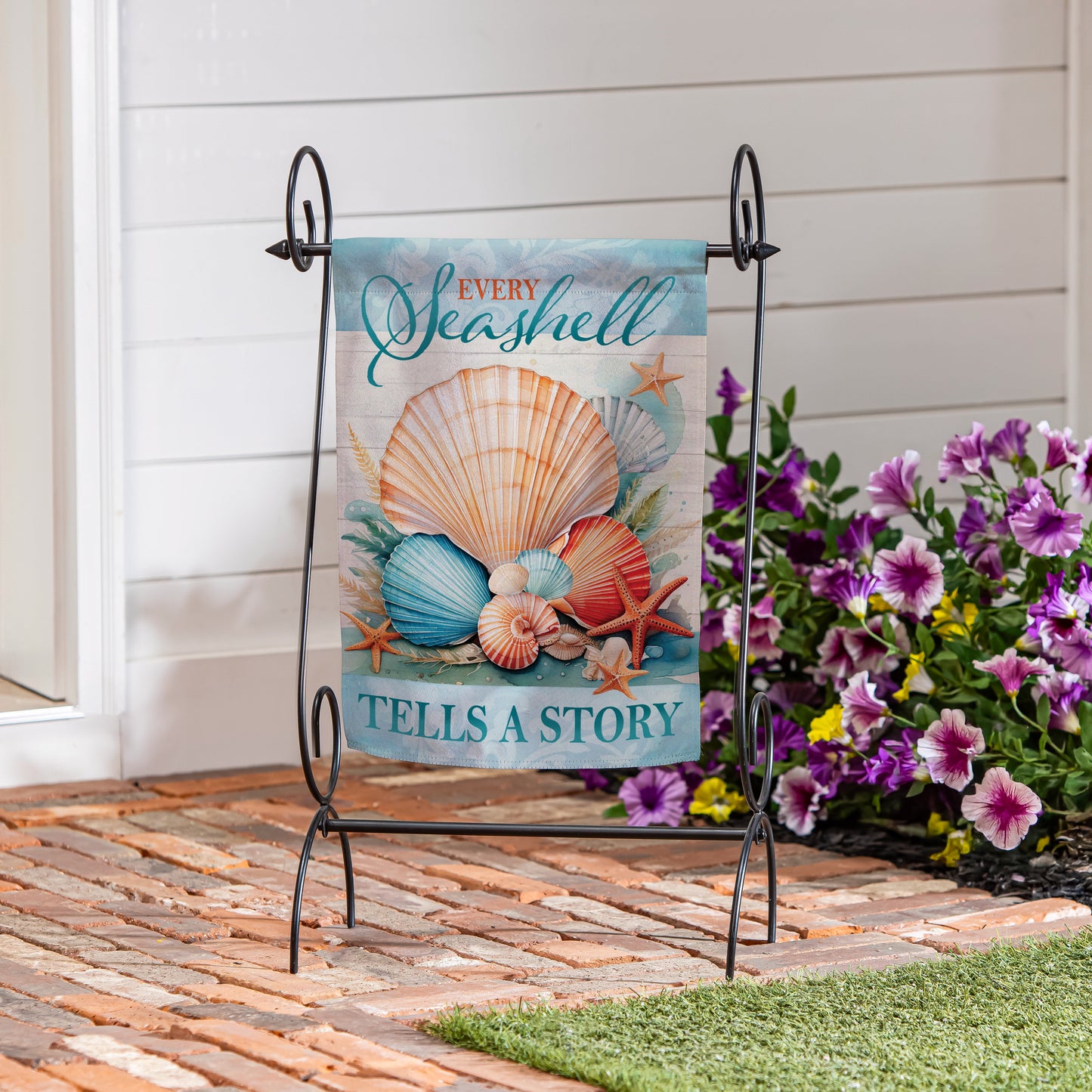 Seashell Story Suede Garden Flag