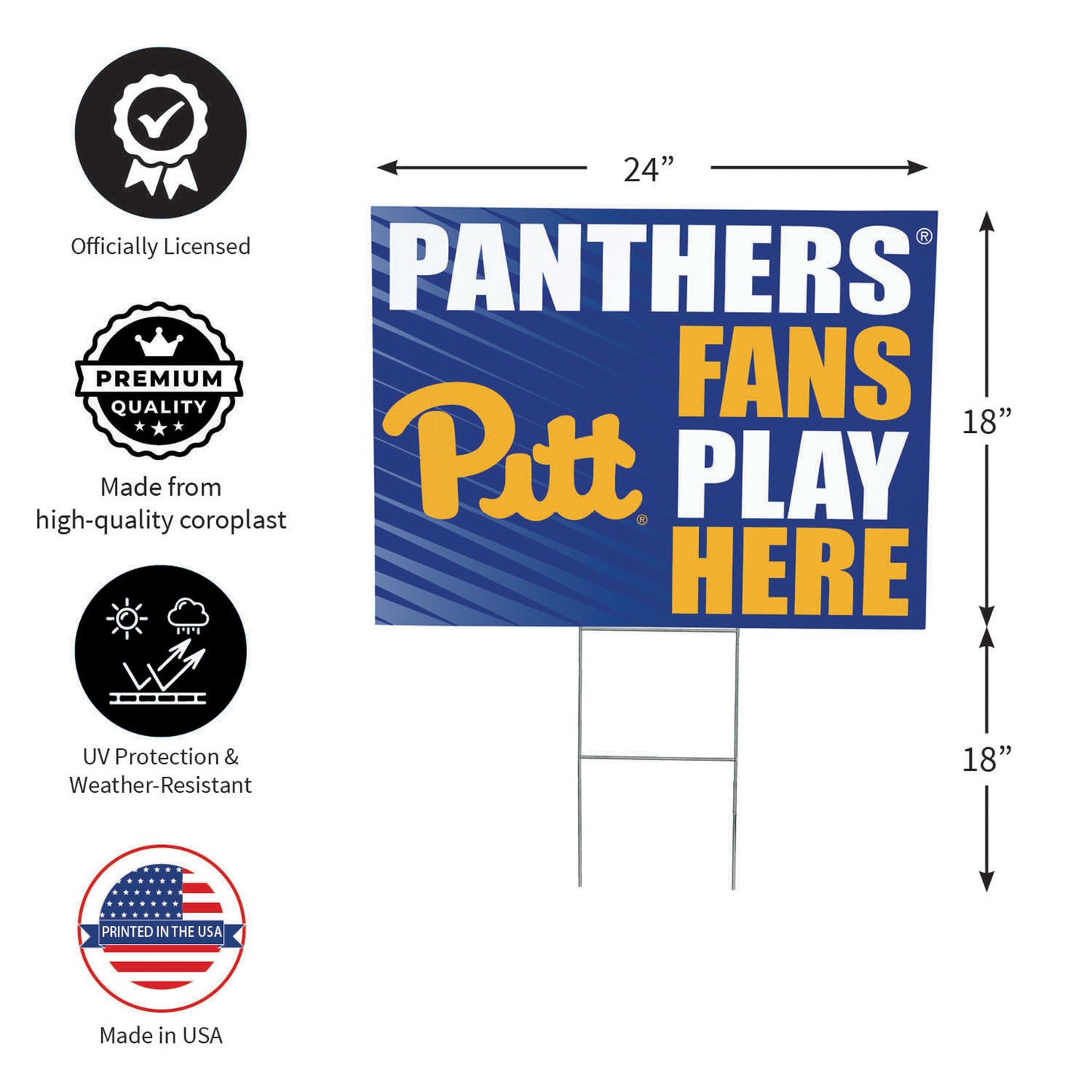 University of Pittsburgh Coroplast Yard Sign "Fans Play Here"
