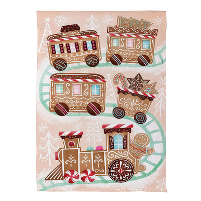 Gingerbread Train Suede Garden Flag
