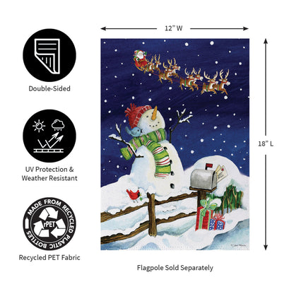 Santa & Snowman Suede Garden Flag