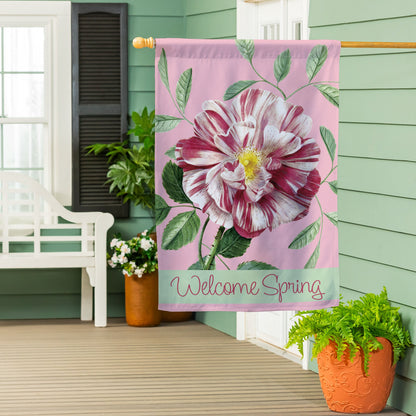 Radiant Pink Flower Suede House Flag