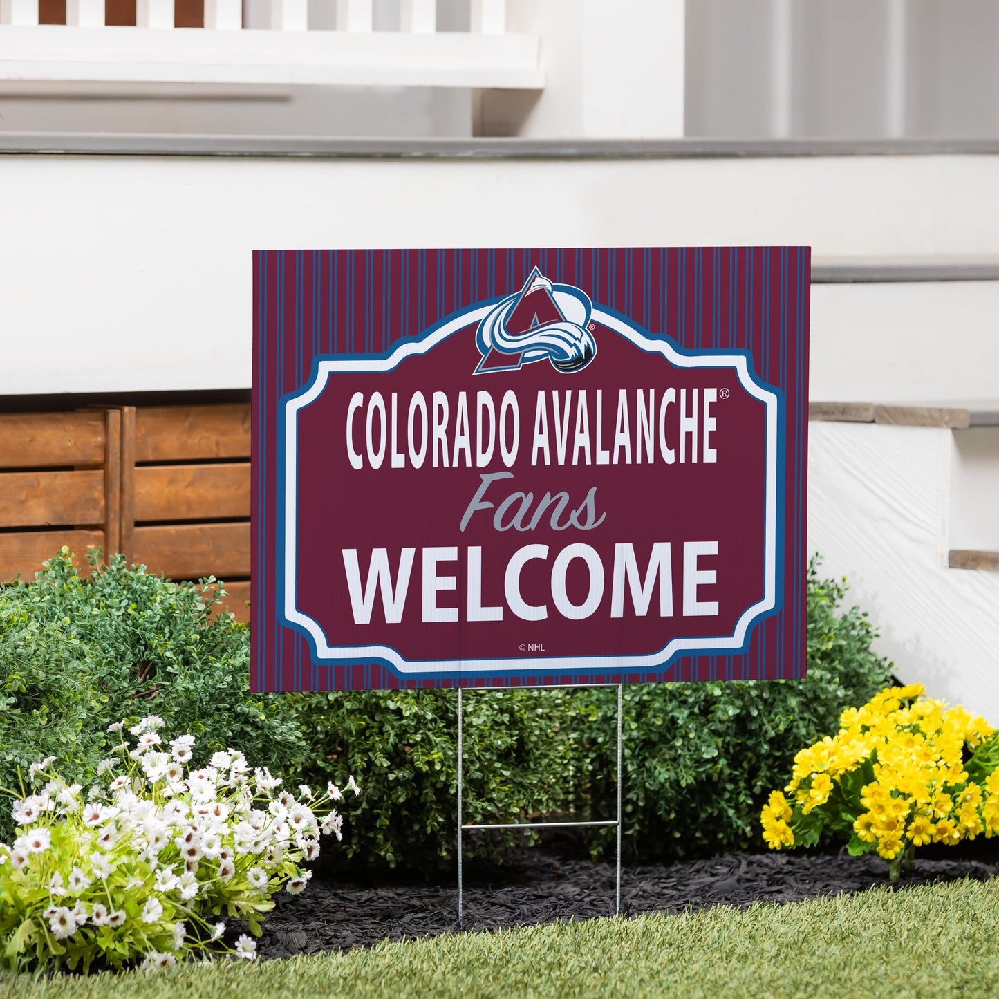 Colorado Avalanche Coroplast Yard Sign, "Fans Welcome"
