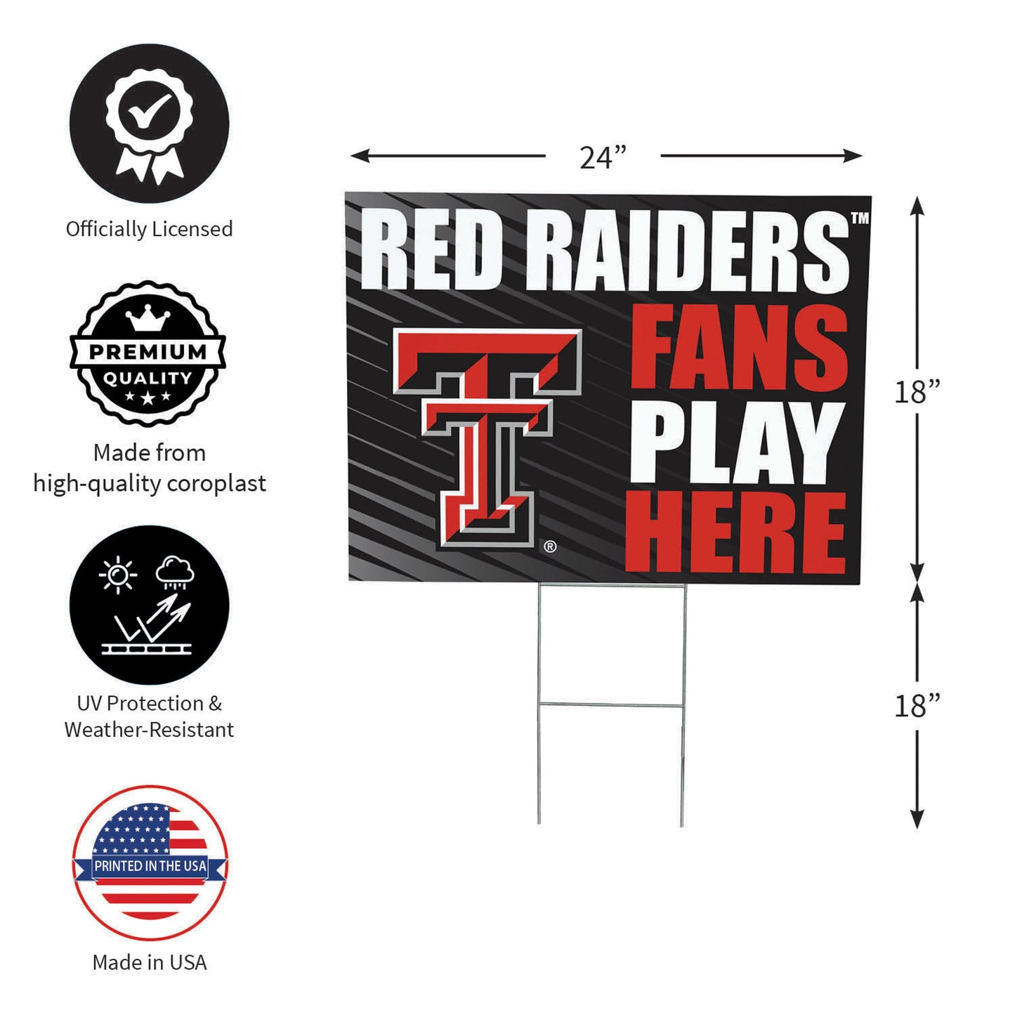 Texas Tech University Coroplast Yard Sign "Fans Play Here"