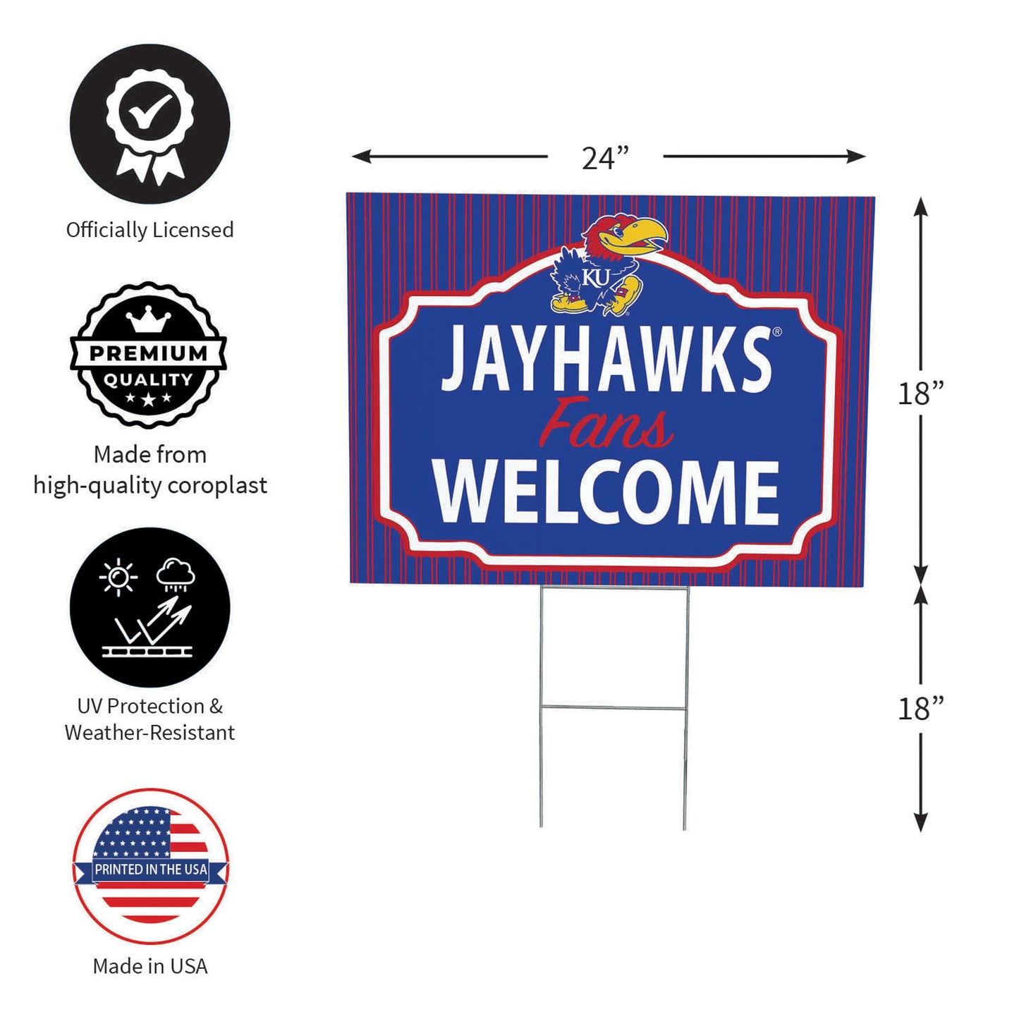 University of Kansas Coroplast Yard Sign, "Fans Welcome"