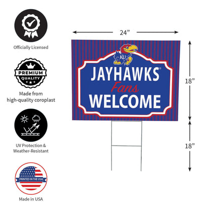 University of Kansas Coroplast Yard Sign, "Fans Welcome"