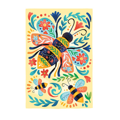 Patterned Bee Applique House Flag