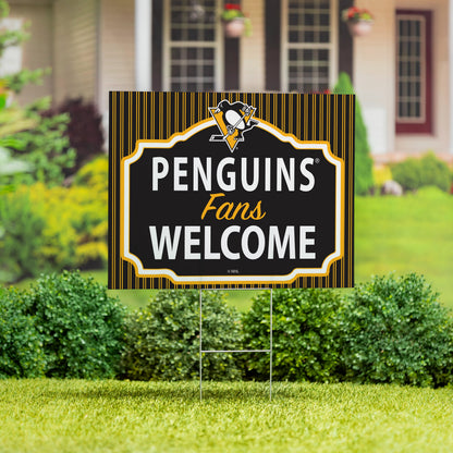 Pittsburgh Penguins Coroplast Yard Sign, "Fans Welcome"