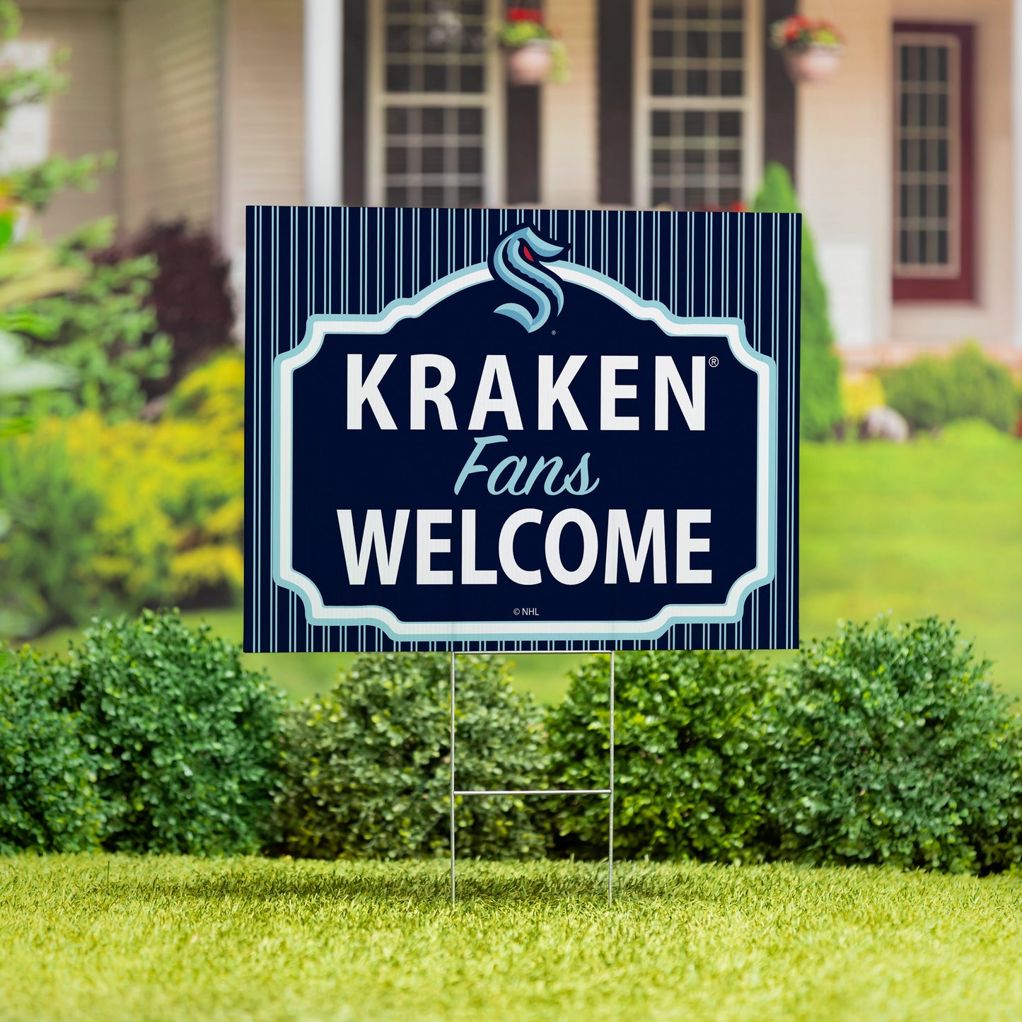 Seattle Kraken Coroplast Yard Sign, "Fans Welcome"