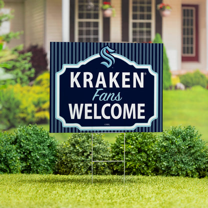 Seattle Kraken Coroplast Yard Sign, "Fans Welcome"