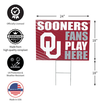 University of Oklahoma Coroplast Yard Sign "Fans Play Here"