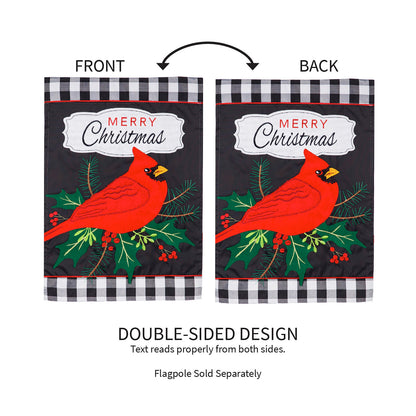 Merry Christmas Cardinal Applique Garden Flag