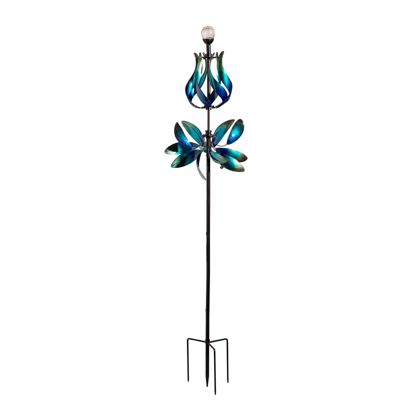 Seaside Retreat Wind Spinner, Solar Blue & Teal Floral Gradient, 82"H