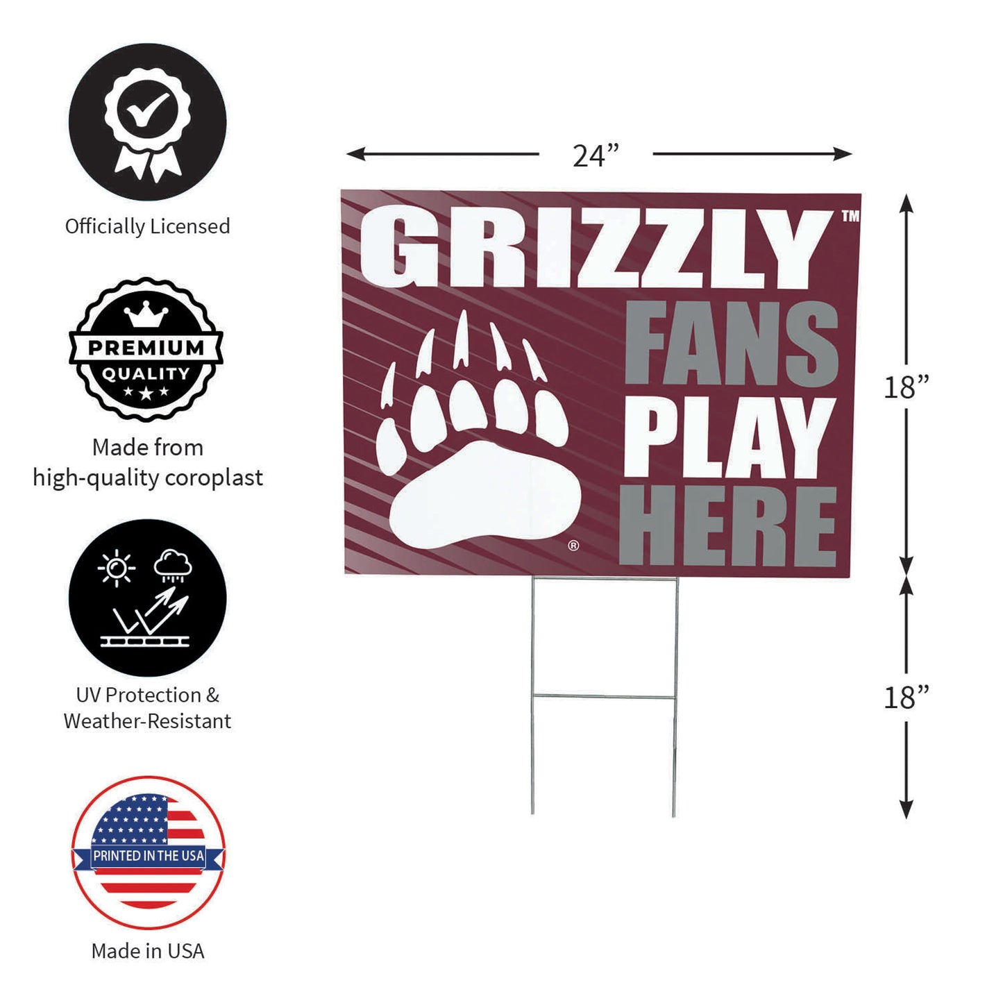 University of Montana Coroplast Yard Sign "Fans Play Here"