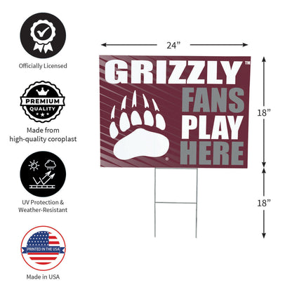 University of Montana Coroplast Yard Sign "Fans Play Here"