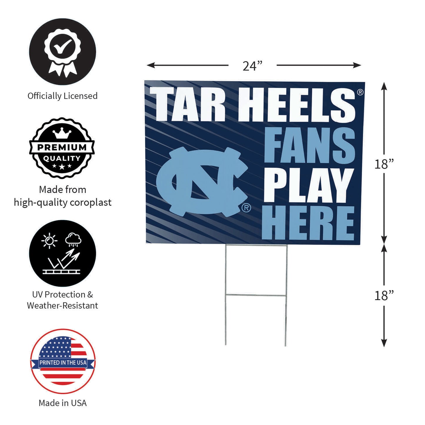 University of North Carolina Coroplast Yard Sign "Fans Play Here"