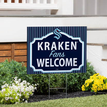 Seattle Kraken Coroplast Yard Sign, "Fans Welcome"