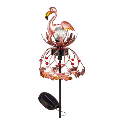 Solar Metal Rotating Spinner, Flamingo, 45"H
