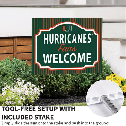 University of Miami Coroplast Yard Sign, "Fans Welcome"