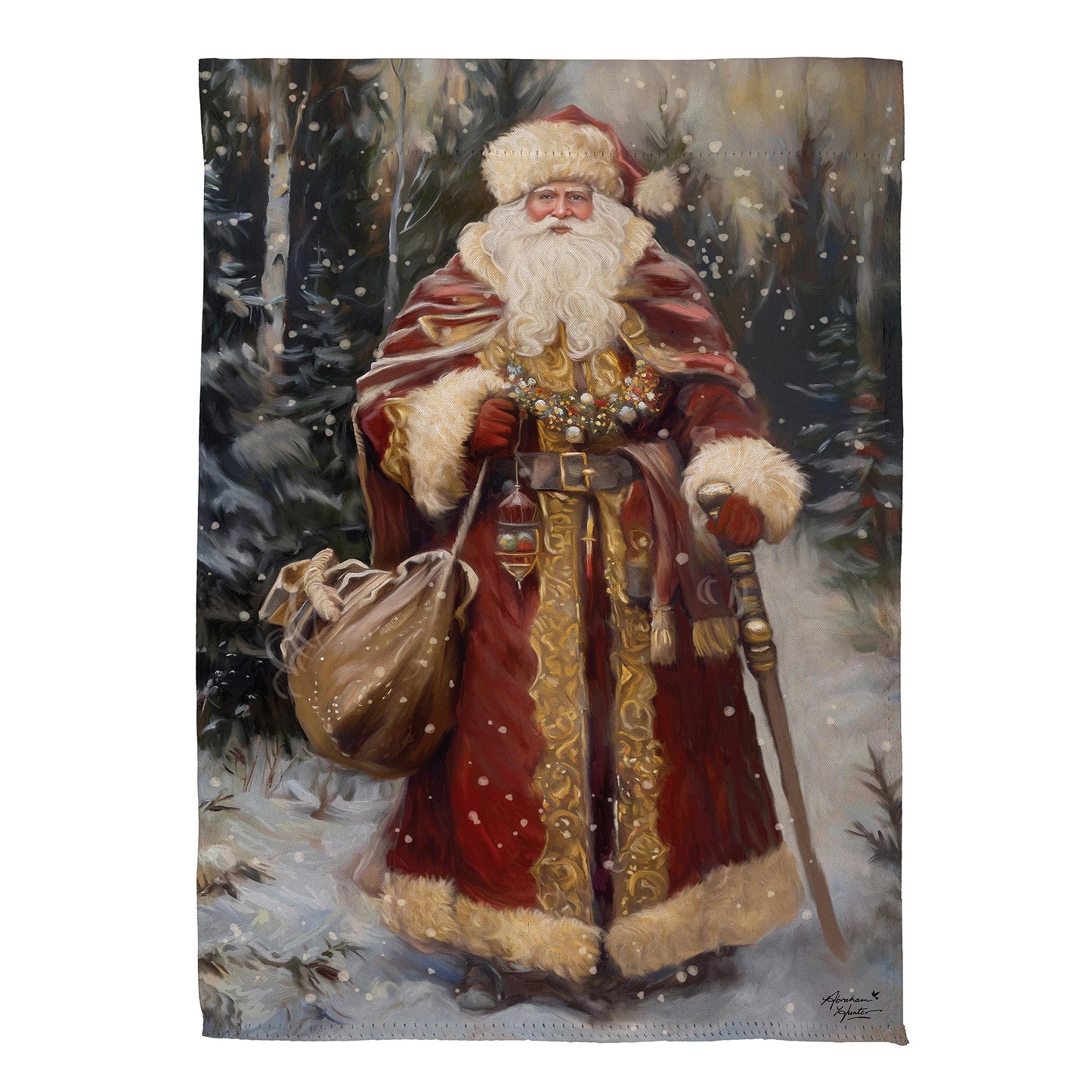 Victorian Santa Suede House Flag