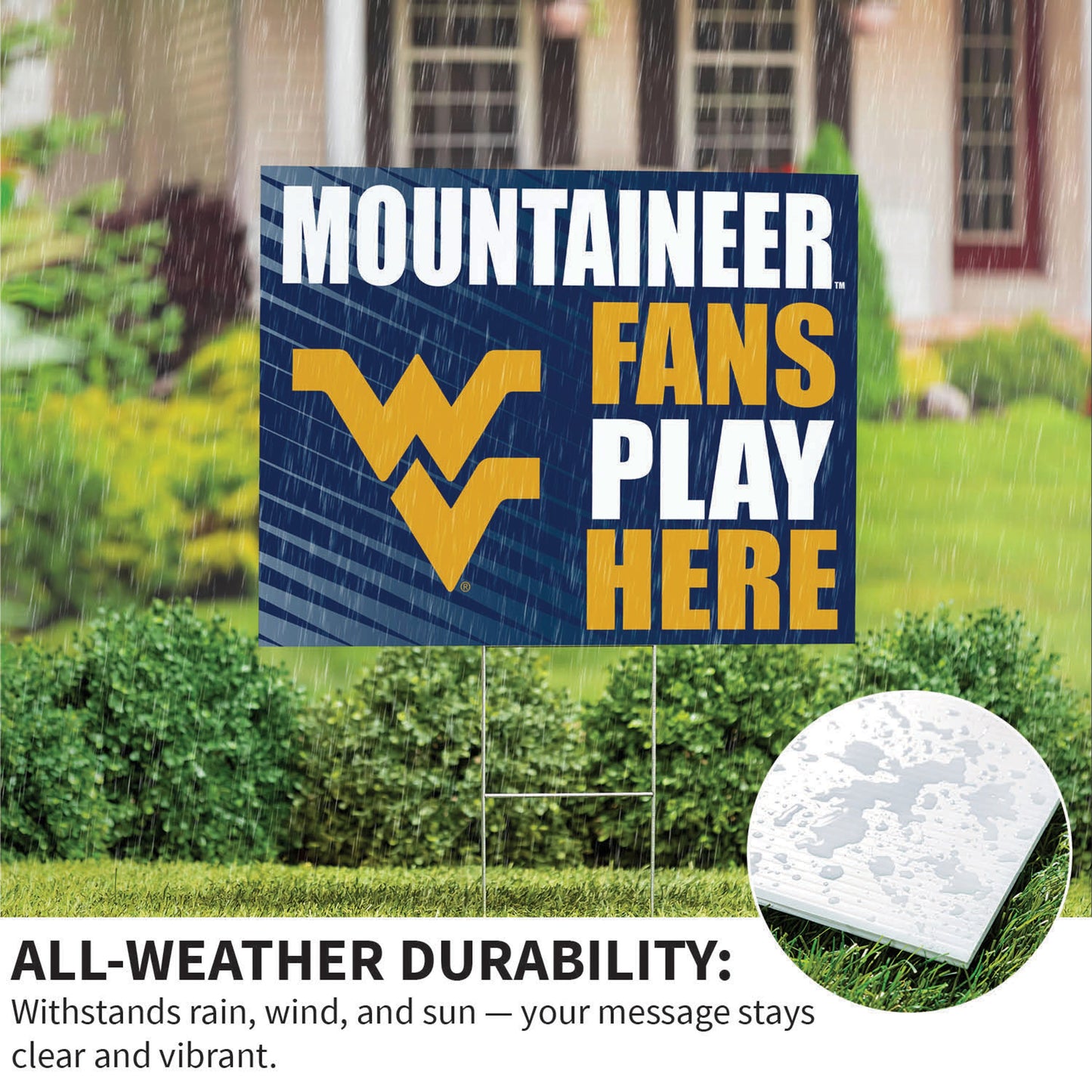 West Virginia University Coroplast Yard Sign "Fans Play Here"