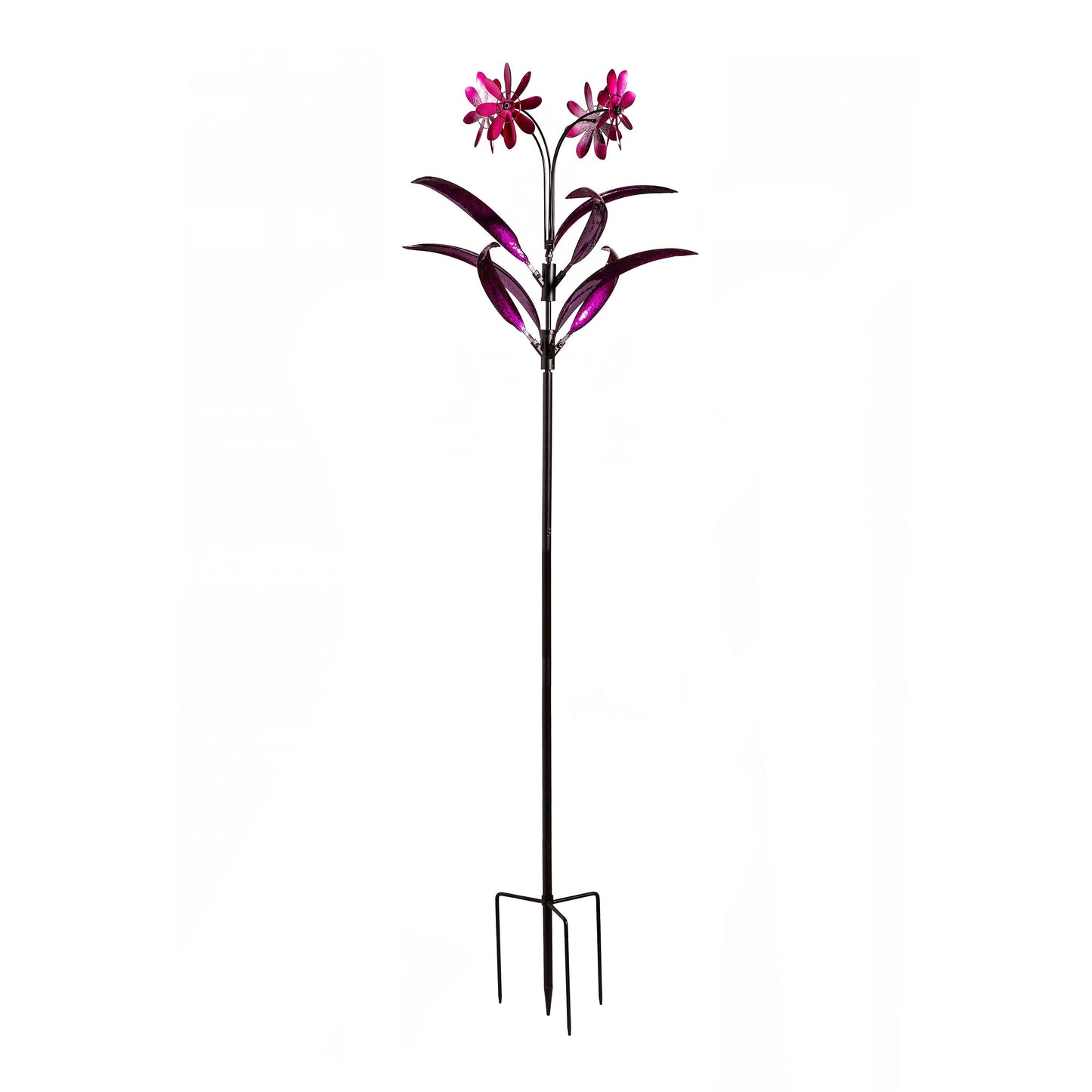 Metal Wind Spinner Spiral Spinning Flowers, 88"H