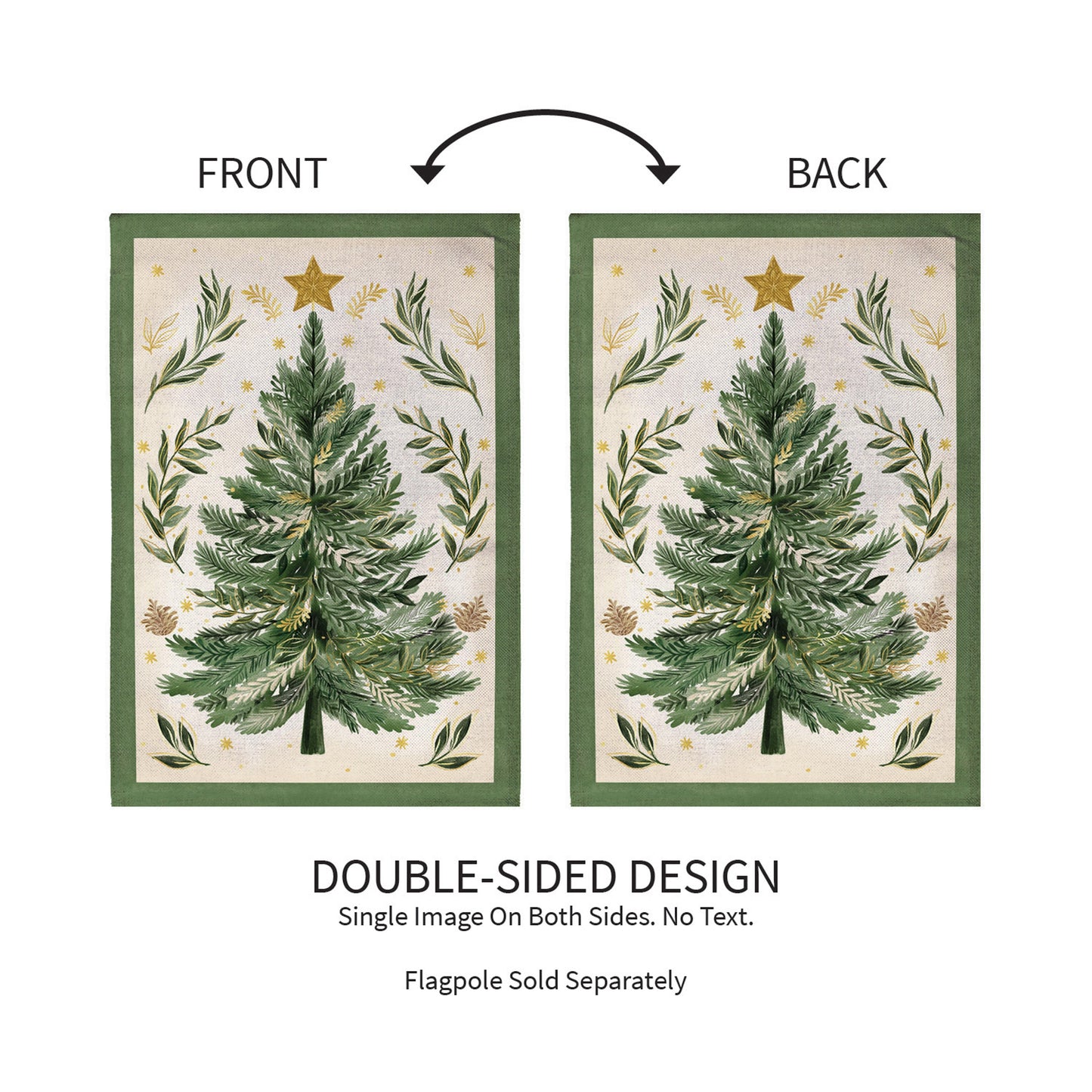 Christmas Tree With Acorn Burlap Garden Flag
