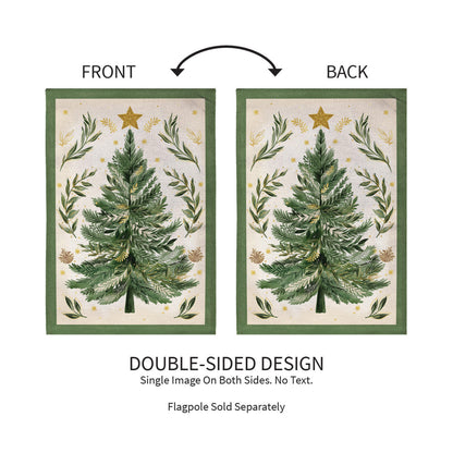 Christmas Tree With Acorn Burlap Garden Flag