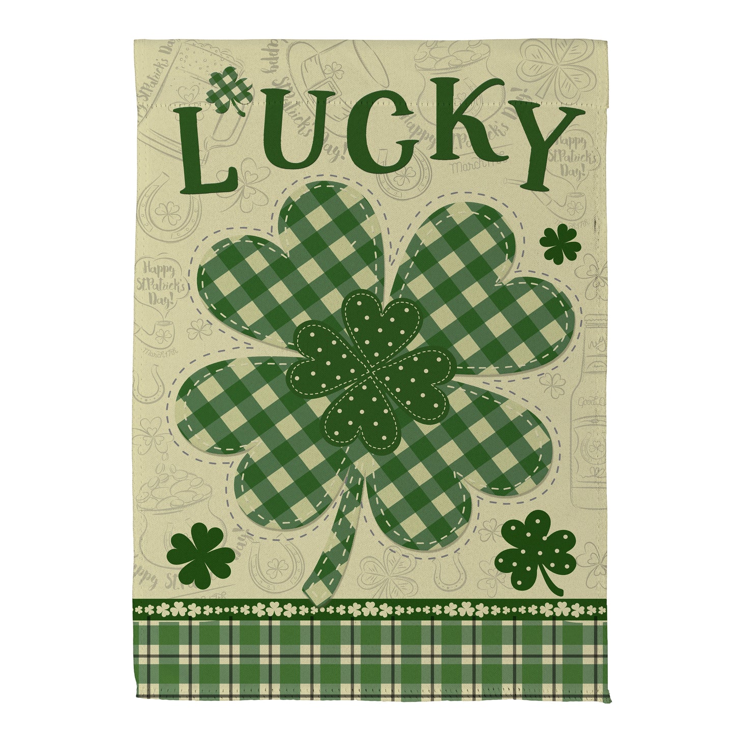 Lucky Clover Suede Garden Flag