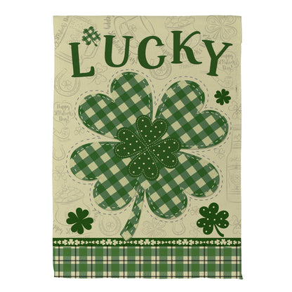 Lucky Clover Suede Garden Flag