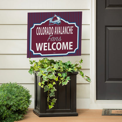 Colorado Avalanche Coroplast Yard Sign, "Fans Welcome"
