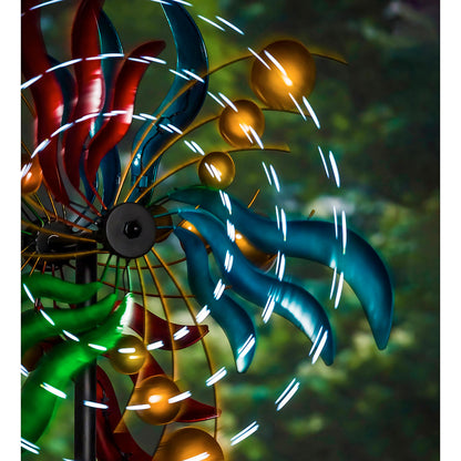 84" Wind Powered Lighted Wind Spinner, Circles & Waves