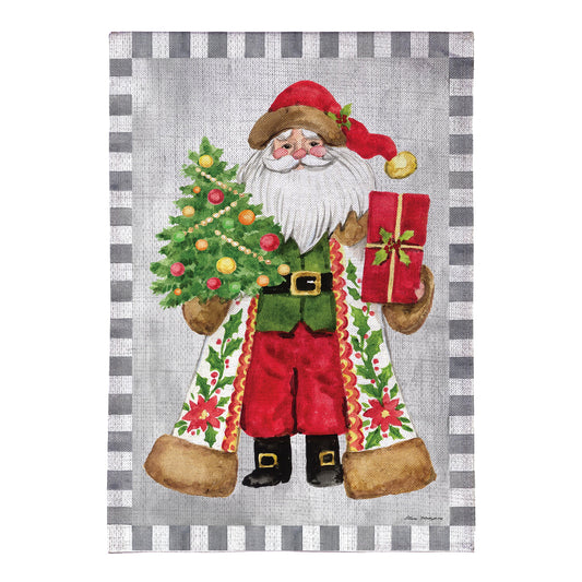 Festive Santa Burlap House Flag