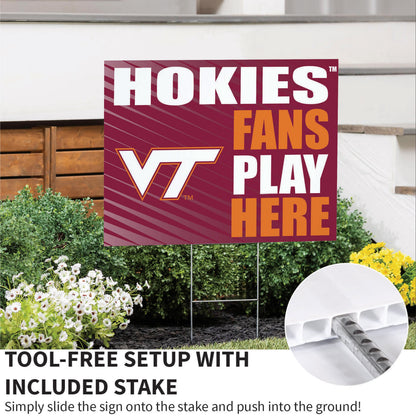 Virginia Tech Coroplast Yard Sign "Fans Play Here"
