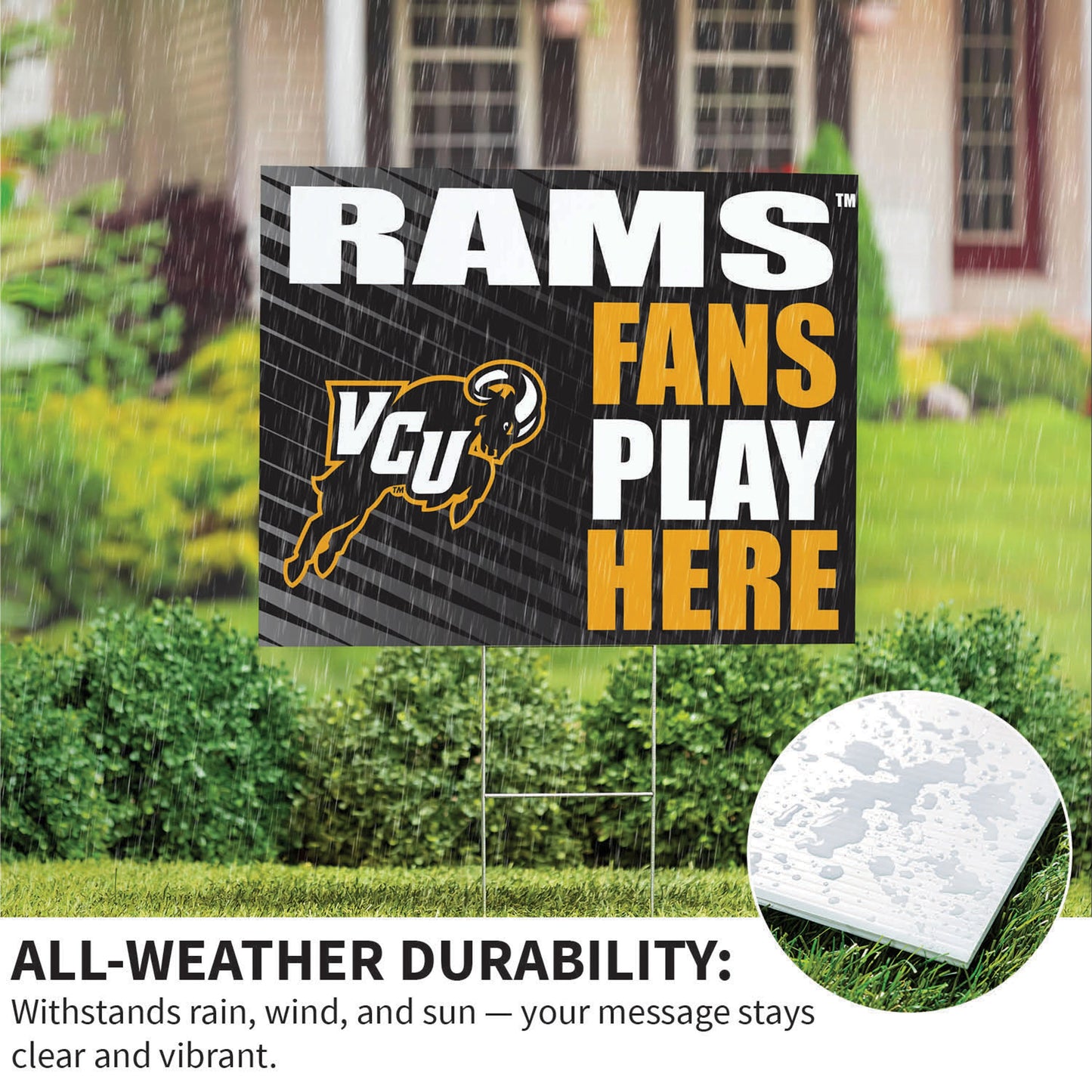 Virginia Commonwealth University Coroplast Yard Sign "Fans Play Here"
