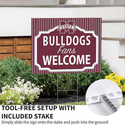 Mississippi State University Coroplast Yard Sign, "Fans Welcome"