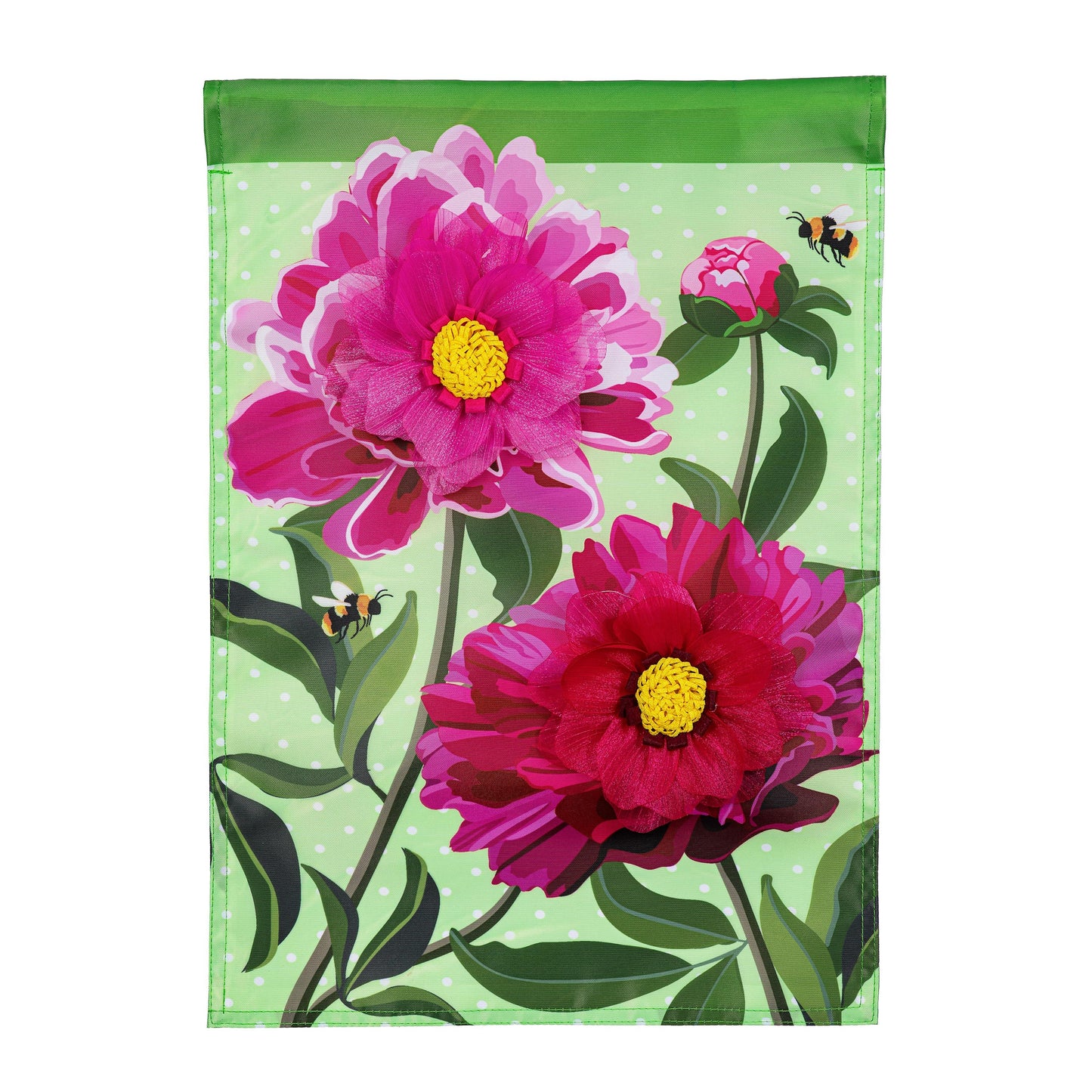 Peony Garden Applique Garden Flag