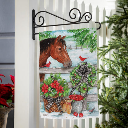 Horse & Cardinal Suede Garden Flag