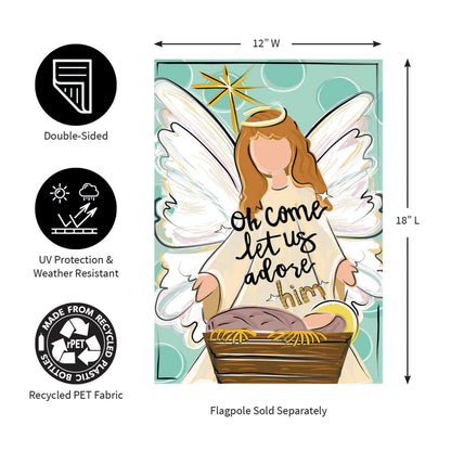 Oh Come Let Us Adore Him Applique Garden Flag